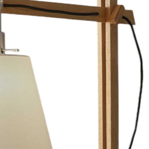 Homeroots Natural Wood Floor Lamp With Adjustable Hinged Arm  Solid Wood 372672