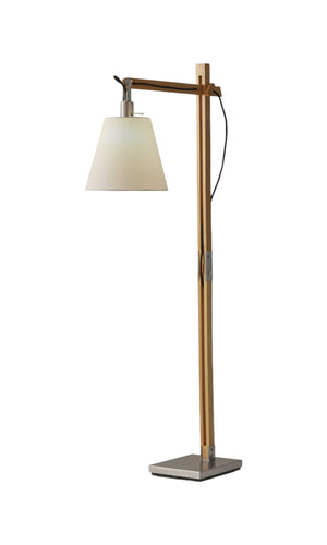 Homeroots Natural Wood Floor Lamp With Adjustable Hinged Arm  Solid Wood 372672
