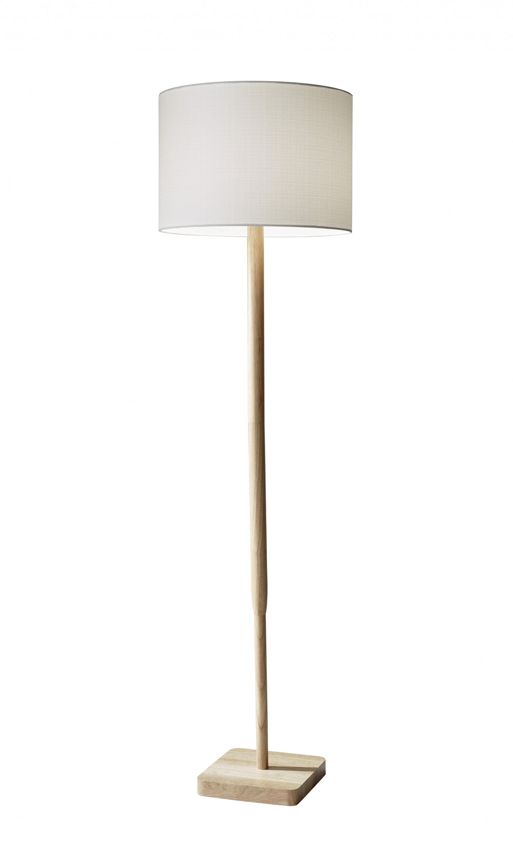 Homeroots 59" Solid Wood Traditional Shaped Floor Lamp With White Drum Shade Natural Solid Wood 372675