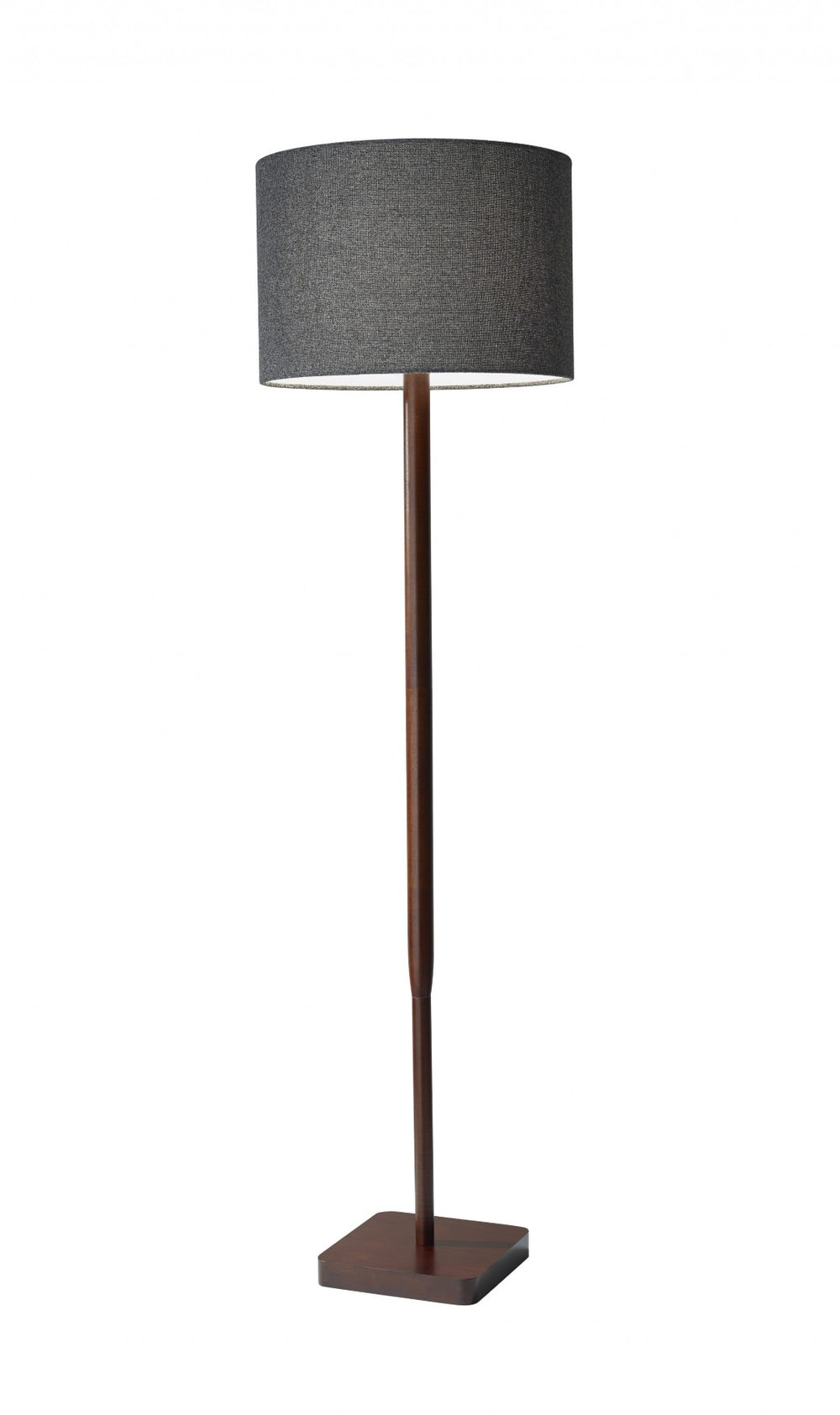 HomeRoots 59" Solid Wood Floor Lamp with Elegant White Linen Shade for Timeless Style and Cozy Ambiance Walnut 372676
