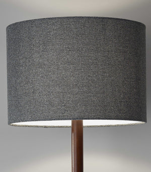Homeroots 59" Brown Solid Wood Floor Lamp With Dark Gray Fabric Drum Shade Walnut Solid Wood 372676