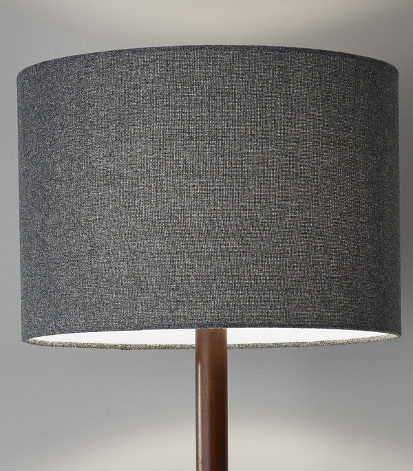Homeroots 59" Brown Solid Wood Floor Lamp With Dark Gray Fabric Drum Shade Walnut Solid Wood 372676