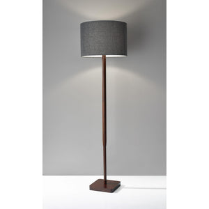 Homeroots 59" Brown Solid Wood Floor Lamp With Dark Gray Fabric Drum Shade Walnut Solid Wood 372676