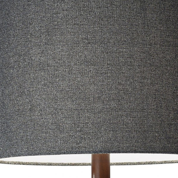 Homeroots 59" Brown Solid Wood Floor Lamp With Dark Gray Fabric Drum Shade Walnut Solid Wood 372676