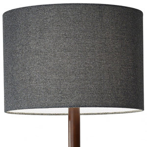 Homeroots 59" Brown Solid Wood Floor Lamp With Dark Gray Fabric Drum Shade Walnut Solid Wood 372676