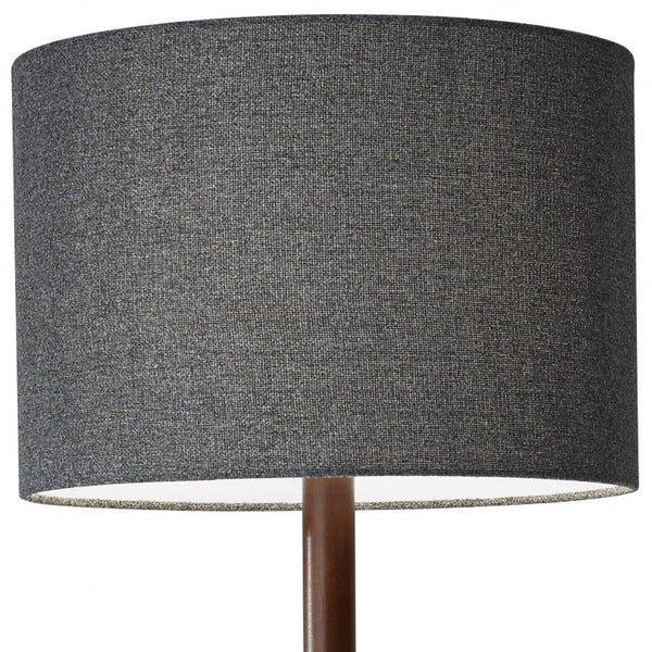 Homeroots 59" Brown Solid Wood Floor Lamp With Dark Gray Fabric Drum Shade Walnut Solid Wood 372676