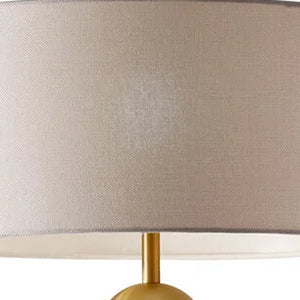 Homeroots 69" Brass Steel And Glass Floor Lamp With Off White Fabric Drum Shade  Steel,Glass 372695