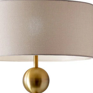 Homeroots 69" Brass Steel And Glass Floor Lamp With Off White Fabric Drum Shade  Steel,Glass 372695
