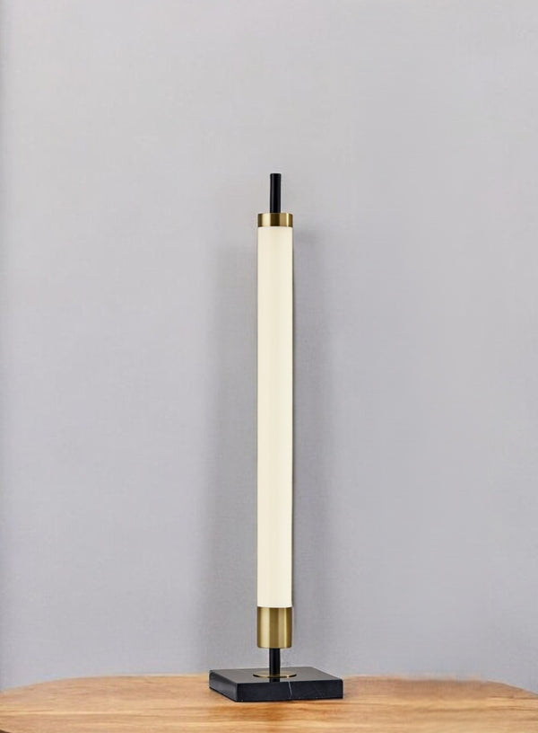 HomeRoots 30" Black Marble Metal Table Lamp - Modern LED Design with Touch Dimmer for Elegant Ambient Lighting 372696
