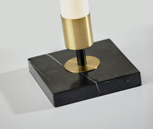 HomeRoots 30" Black Marble Metal Table Lamp - Modern LED Design with Touch Dimmer for Elegant Ambient Lighting 372696