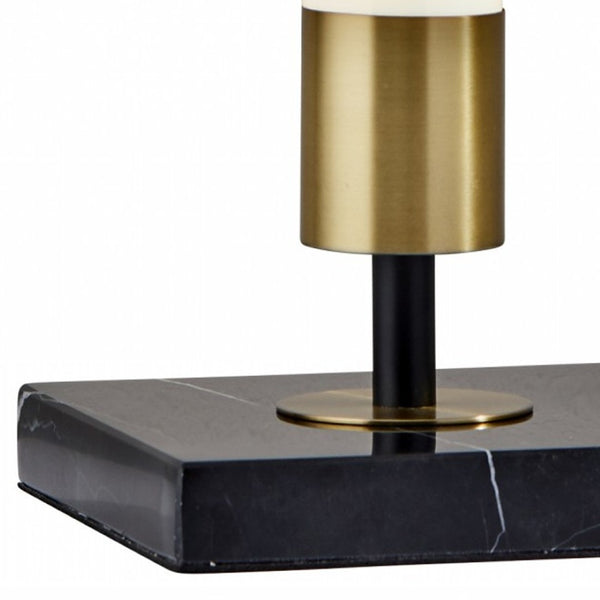 HomeRoots 30" Black Marble Metal Table Lamp - Modern LED Design with Touch Dimmer for Elegant Ambient Lighting 372696
