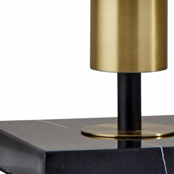 HomeRoots 30" Black Marble Metal Table Lamp - Modern LED Design with Touch Dimmer for Elegant Ambient Lighting 372696