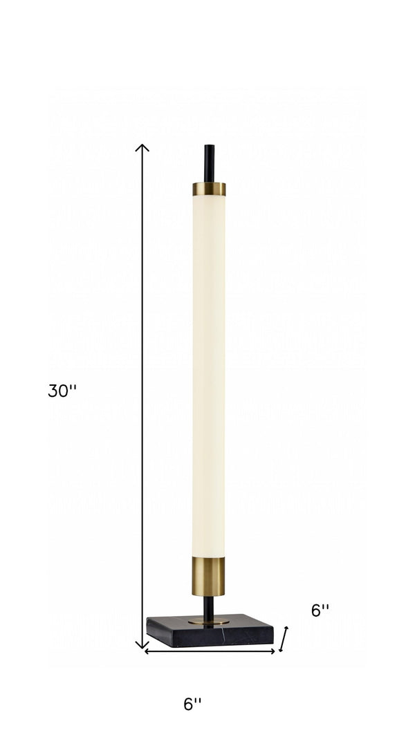 HomeRoots 30" Black Marble Metal Table Lamp - Modern LED Design with Touch Dimmer for Elegant Ambient Lighting 372696