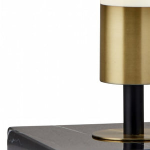 HomeRoots 30" Black Marble Metal Table Lamp - Modern LED Design with Touch Dimmer for Elegant Ambient Lighting 372696