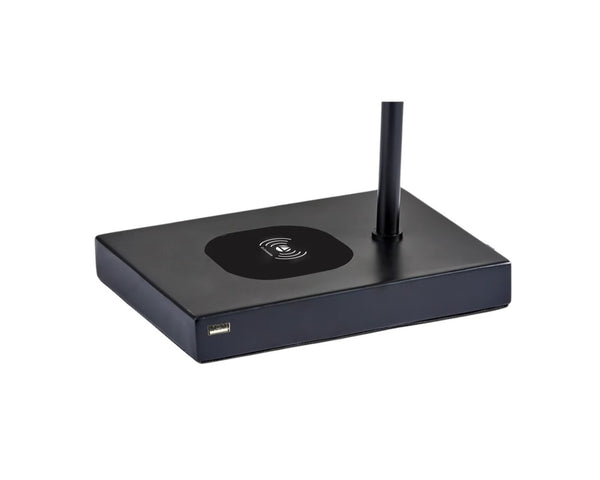 Homeroots Tech Savvy Black Metal Led Charging Desk Lamp Black  372699