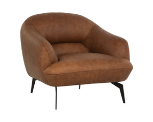 Sunpan Armani Armchair - Luxurious Italian Design with Smooth Curves and Cushioned Comfort for Your Home Cognac Leather