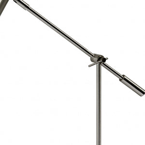 HomeRoots 22" Metal Swing Arm LED Desk Lamp with USB Charging and Elegant Gold Cylinder Shade for Modern Spaces Brushed Steel 372700