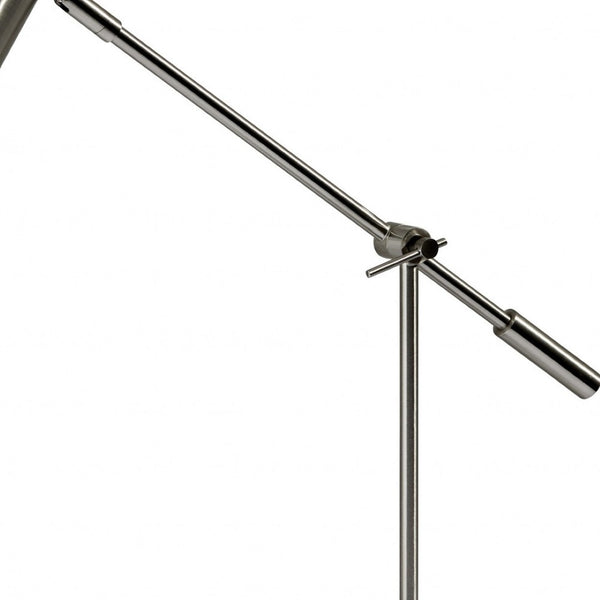 HomeRoots 22" Metal Swing Arm LED Desk Lamp with USB Charging and Elegant Gold Cylinder Shade for Modern Spaces Brushed Steel 372700