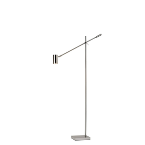 Homeroots 63" Task Floor Lamp Brushed Steel Metal 372702
