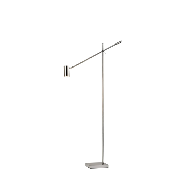 Homeroots 63" Task Floor Lamp Brushed Steel Metal 372702