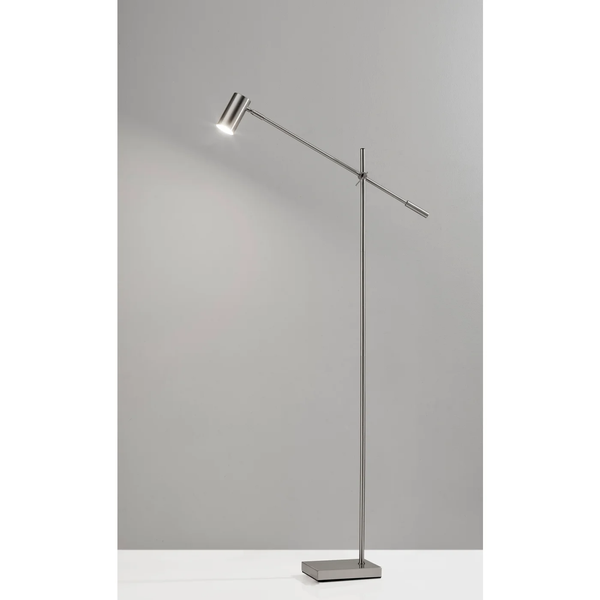 Homeroots 63" Task Floor Lamp Brushed Steel Metal 372702