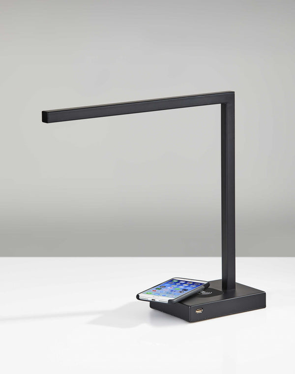 Homeroots Slender Bar Black Metal Led Charging Desk Light Black  372703