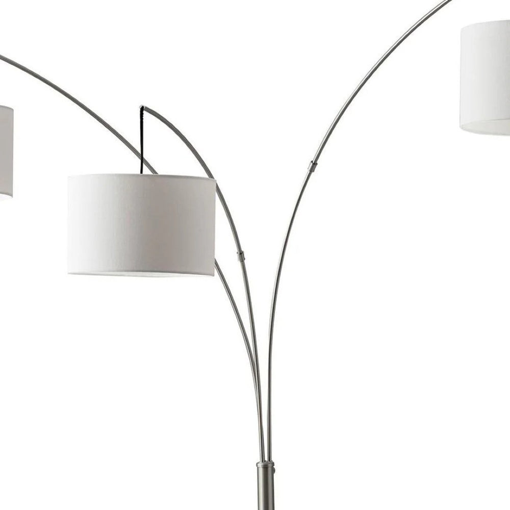 HomeRoots 74" Stylish Tree Floor Lamp with White Linen Shade for Modern Living Spaces and Warm Ambiance Brushed steel 372706