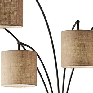 Homeroots 82" Black Five Light Tree Floor Lamp With Beige Solid Color Drum Shade Bronze Metal 372709