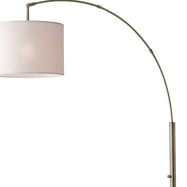 Homeroots 74" Brass Arc Floor Lamp With Off White Solid Color Drum Shade Brass Metal 372710