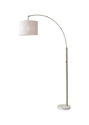 HomeRoots 74" Elegant Arc Floor Lamp with Off-White Linen Shade - Perfect for Living Rooms & Reading Nooks Brass 372710