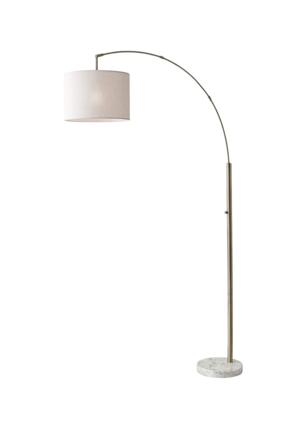 HomeRoots 74" Elegant Arc Floor Lamp with Off-White Linen Shade - Perfect for Living Rooms & Reading Nooks Brass 372710