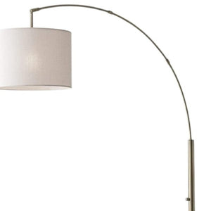 HomeRoots 74" Elegant Arc Floor Lamp with Off-White Linen Shade - Perfect for Living Rooms & Reading Nooks Brass 372710