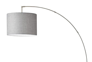 HomeRoots 74" Elegant Arc Floor Lamp with Off-White Linen Shade - Perfect for Living Rooms & Reading Nooks Brushed Steel 372711