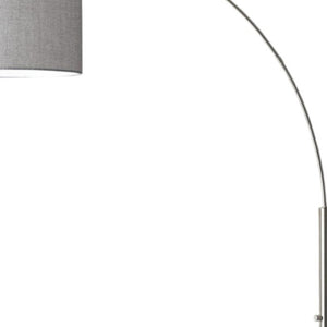 HomeRoots 74" Elegant Arc Floor Lamp with Off-White Linen Shade - Perfect for Living Rooms & Reading Nooks Brushed Steel 372711