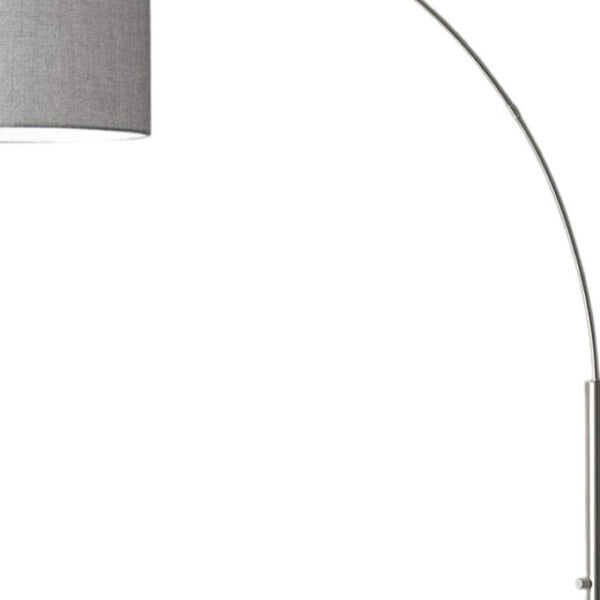 HomeRoots 74" Elegant Arc Floor Lamp with Off-White Linen Shade - Perfect for Living Rooms & Reading Nooks Brushed Steel 372711
