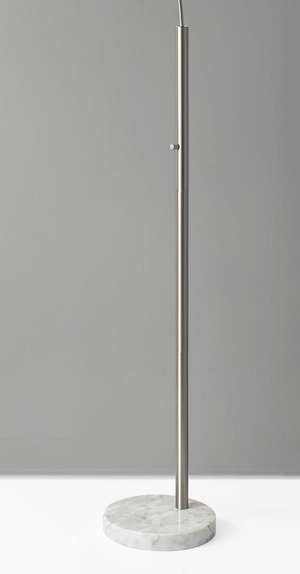 Homeroots Reading Nook Floor Lamp Brushed Steel Arc Arm Adjustable Grey Fabric Shade Brushed Steel Metal 372711