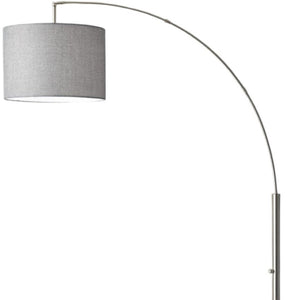 HomeRoots 74" Elegant Arc Floor Lamp with Off-White Linen Shade - Perfect for Living Rooms & Reading Nooks Brushed Steel 372711
