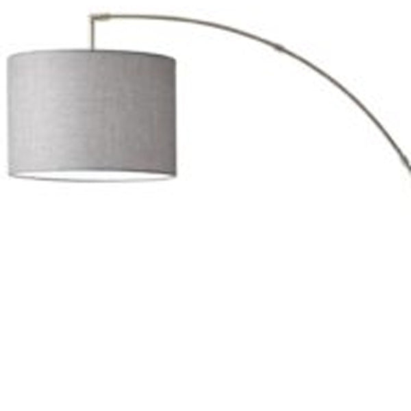Homeroots Reading Nook Floor Lamp Brushed Steel Arc Arm Adjustable Grey Fabric Shade Brushed Steel Metal 372711