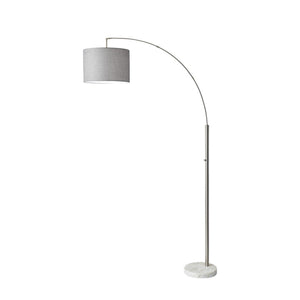 HomeRoots 74" Elegant Arc Floor Lamp with Off-White Linen Shade - Perfect for Living Rooms & Reading Nooks Brushed Steel 372711