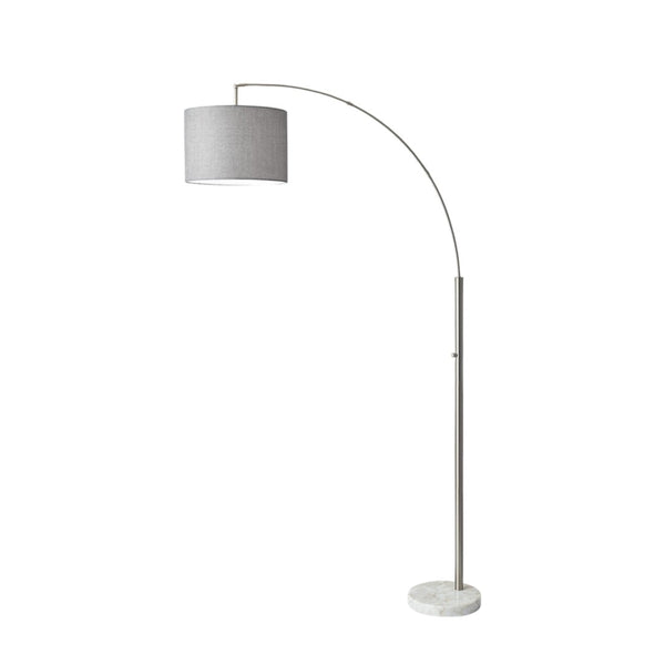 HomeRoots 74" Elegant Arc Floor Lamp with Off-White Linen Shade - Perfect for Living Rooms & Reading Nooks Brushed Steel 372711