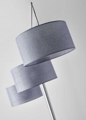 Homeroots 91" Black Three Light Tree Floor Lamp With Gray Solid Color Drum Shade  Metal 372714