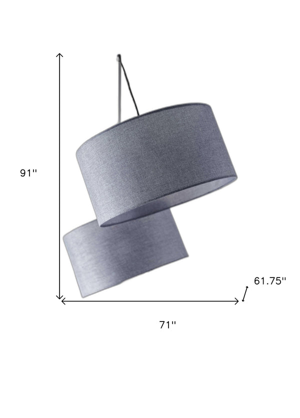 Homeroots 91" Black Three Light Tree Floor Lamp With Gray Solid Color Drum Shade  Metal 372714