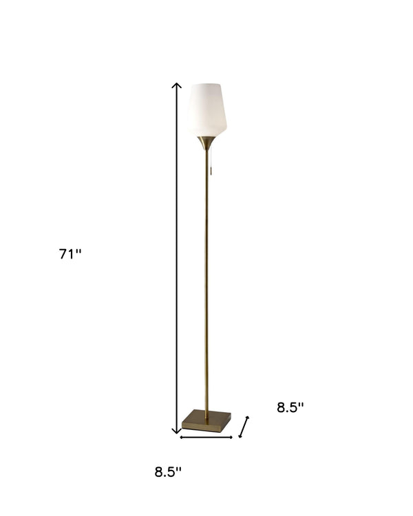 Homeroots Brass Metal Floor Lamp With White Opal Wine Glass Shade Brass Metal 372717