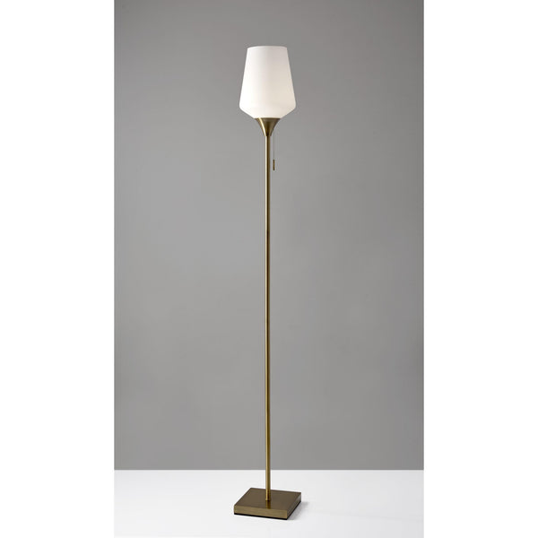 Homeroots Brass Metal Floor Lamp With White Opal Wine Glass Shade Brass Metal 372717
