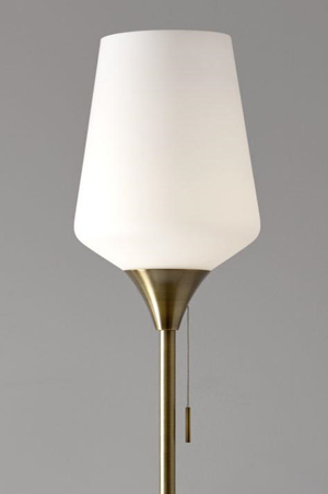 Homeroots Brass Metal Floor Lamp With White Opal Wine Glass Shade Brass Metal 372717