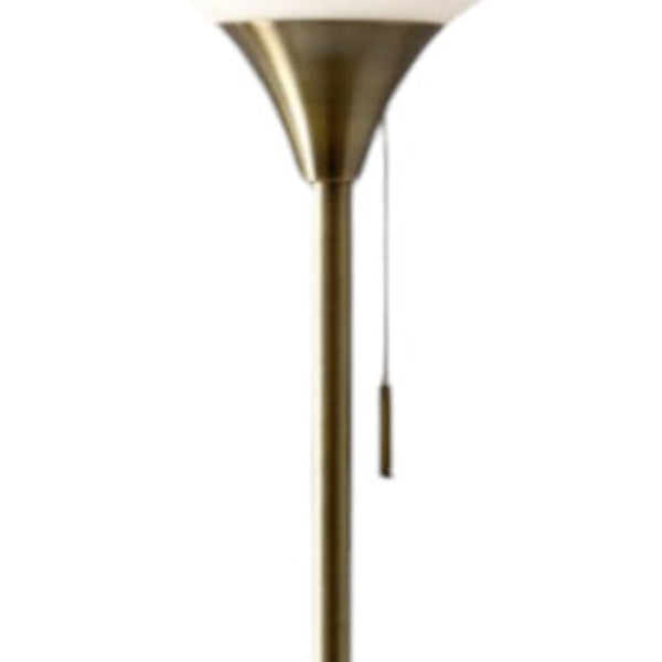 Homeroots Brass Metal Floor Lamp With White Opal Wine Glass Shade Brass Metal 372717