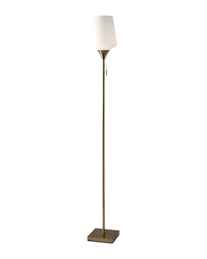 Homeroots Brass Metal Floor Lamp With White Opal Wine Glass Shade Brass Metal 372717