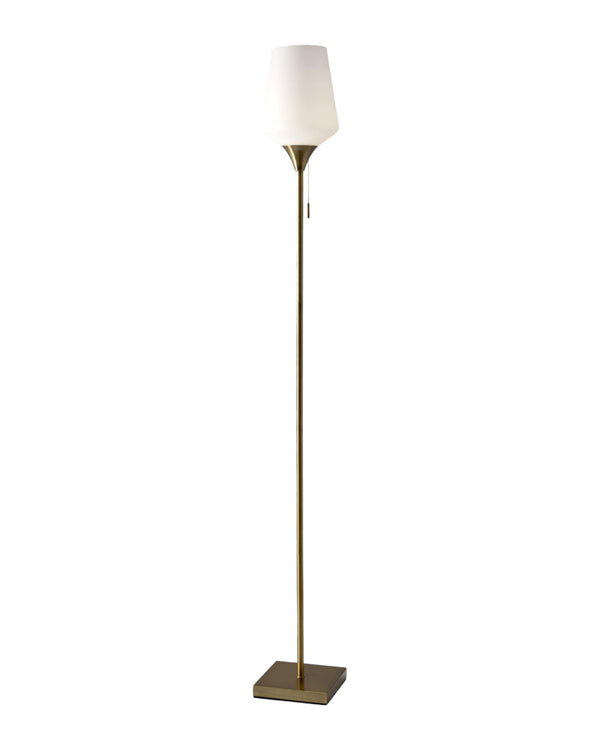 Homeroots Brass Metal Floor Lamp With White Opal Wine Glass Shade Brass Metal 372717