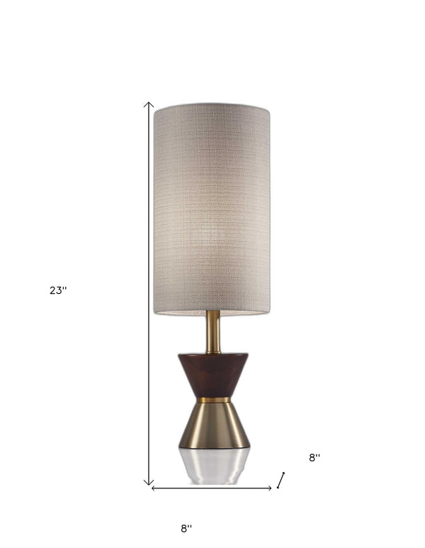 Homeroots Brass Wood Metal Diabolo Table Lamp   372719