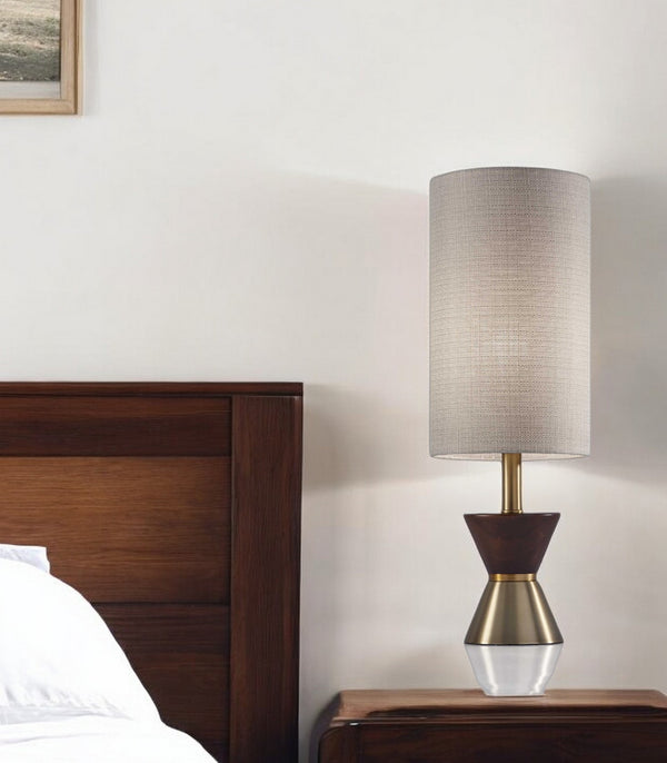 Homeroots Brass Wood Metal Diabolo Table Lamp   372719